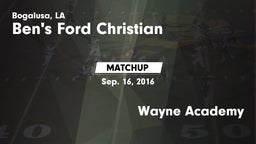 Matchup: Ben's Ford Christian vs. Wayne Academy 2016