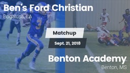 Matchup: Ben's Ford Christian vs. Benton Academy  2018