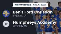 Recap: Ben's Ford Christian  vs. Humphreys Academy 2020