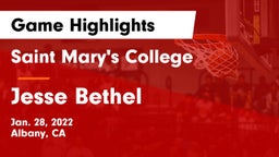Saint Mary's College  vs Jesse Bethel Game Highlights - Jan. 28, 2022