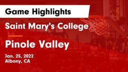 Saint Mary's College  vs Pinole Valley  Game Highlights - Jan. 25, 2022