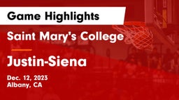 Saint Mary's College  vs Justin-Siena  Game Highlights - Dec. 12, 2023