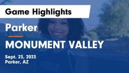 Parker  vs MONUMENT VALLEY Game Highlights - Sept. 23, 2023
