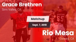 Matchup: Grace Brethren  vs. Rio Mesa  2018