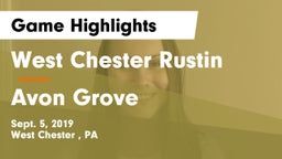 West Chester Rustin  vs Avon Grove  Game Highlights - Sept. 5, 2019