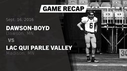 Recap: Dawson-Boyd  vs. Lac qui Parle Valley  2016