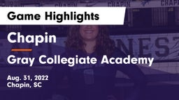 Chapin  vs Gray Collegiate Academy Game Highlights - Aug. 31, 2022