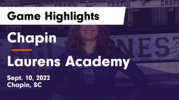 Chapin  vs Laurens Academy  Game Highlights - Sept. 10, 2022