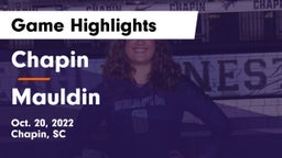 Chapin  vs Mauldin  Game Highlights - Oct. 20, 2022