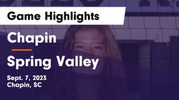Chapin  vs Spring Valley  Game Highlights - Sept. 7, 2023