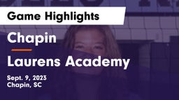 Chapin  vs Laurens Academy  Game Highlights - Sept. 9, 2023