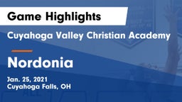 Cuyahoga Valley Christian Academy  vs Nordonia  Game Highlights - Jan. 25, 2021