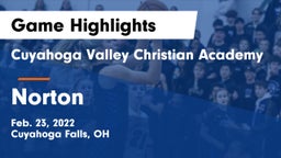Cuyahoga Valley Christian Academy  vs Norton  Game Highlights - Feb. 23, 2022