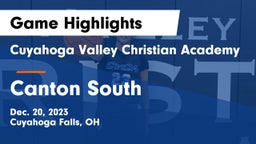 Cuyahoga Valley Christian Academy  vs Canton South  Game Highlights - Dec. 20, 2023