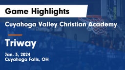 Cuyahoga Valley Christian Academy  vs Triway  Game Highlights - Jan. 3, 2024