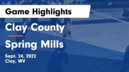 Clay County  vs Spring Mills  Game Highlights - Sept. 24, 2022