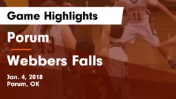 Porum  vs Webbers Falls Game Highlights - Jan. 4, 2018