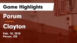 Porum  vs Clayton  Game Highlights - Feb. 10, 2018