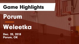 Porum  vs Weleetka  Game Highlights - Dec. 20, 2018