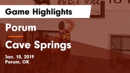 Porum  vs Cave Springs  Game Highlights - Jan. 10, 2019