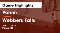 Porum  vs Webbers Falls  Game Highlights - Jan. 11, 2019