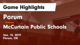 Porum  vs McCurtain Public Schools Game Highlights - Jan. 15, 2019