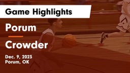 Porum  vs Crowder   Game Highlights - Dec. 9, 2023