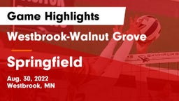 Westbrook-Walnut Grove  vs Springfield Game Highlights - Aug. 30, 2022