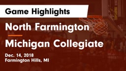 North Farmington  vs Michigan Collegiate Game Highlights - Dec. 14, 2018