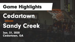 Cedartown  vs Sandy Creek  Game Highlights - Jan. 31, 2020
