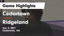 Cedartown  vs Ridgeland  Game Highlights - Jan. 5, 2021