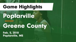 Poplarville  vs Greene County  Game Highlights - Feb. 5, 2018