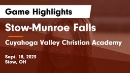 Stow-Munroe Falls  vs Cuyahoga Valley Christian Academy  Game Highlights - Sept. 18, 2023