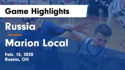Russia  vs Marion Local  Game Highlights - Feb. 15, 2020