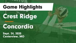 Crest Ridge  vs Concordia  Game Highlights - Sept. 24, 2020