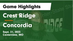 Crest Ridge  vs Concordia  Game Highlights - Sept. 21, 2023