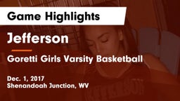 Jefferson  vs Goretti  Girls Varsity  Basketball Game Highlights - Dec. 1, 2017
