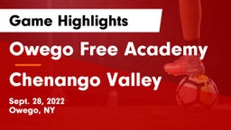Owego Free Academy  vs Chenango Valley  Game Highlights - Sept. 28, 2022