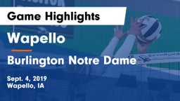 Wapello  vs Burlington Notre Dame Game Highlights - Sept. 4, 2019