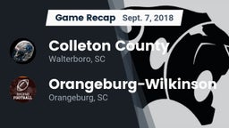 Recap: Colleton County  vs. Orangeburg-Wilkinson  2018