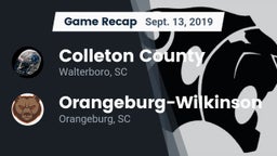 Recap: Colleton County  vs. Orangeburg-Wilkinson  2019