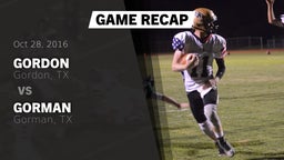 Recap: Gordon  vs. Gorman  2016