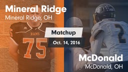 Matchup: Mineral Ridge vs. McDonald  2016