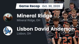 Recap: Mineral Ridge  vs. Lisbon David Anderson  2020