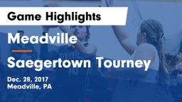 Meadville  vs Saegertown Tourney Game Highlights - Dec. 28, 2017