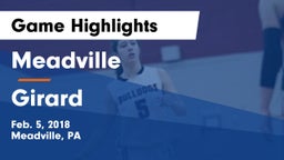 Meadville  vs Girard Game Highlights - Feb. 5, 2018