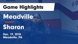 Meadville  vs Sharon  Game Highlights - Dec. 19, 2018