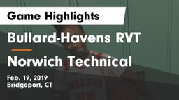 Bullard-Havens RVT  vs Norwich Technical Game Highlights - Feb. 19, 2019
