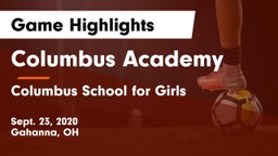 Columbus Academy  vs Columbus School for Girls  Game Highlights - Sept. 23, 2020