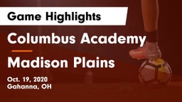 Columbus Academy  vs Madison Plains Game Highlights - Oct. 19, 2020